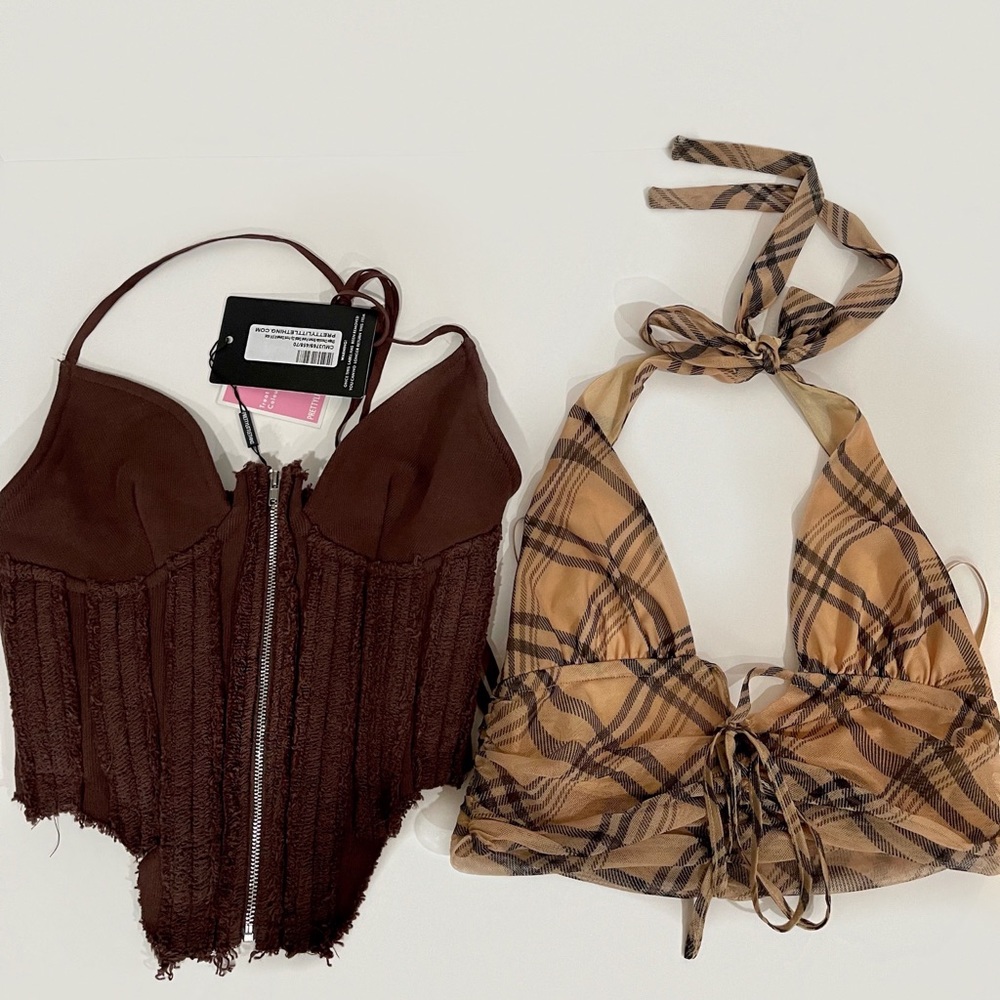 PrettyLittleThing cropped halter tops